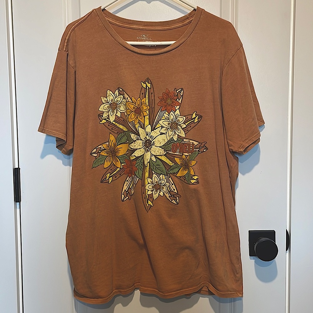 O'Neill Brown Floral Short Sleeve Tee